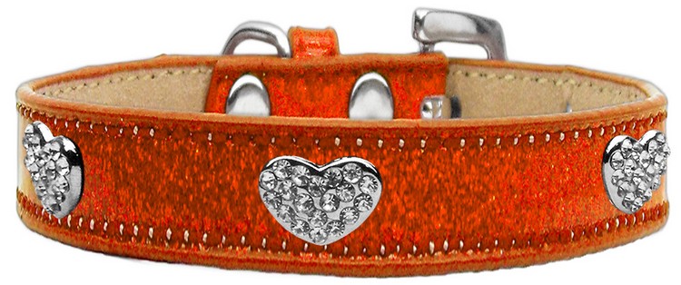 Crystal Heart Dog Collar Orange Ice Cream Size 14